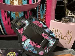 Skull & Florals Right Left Hand Belt Holster + Mag Pouch Universal Fit- Clip On - Picture 1 of 10