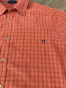 Marmot Herren Hemd Large Kurzarm Knopf $ 70 Einzelhandel verbrannt dunkelorange kariert 180 - Bild 1 von 8