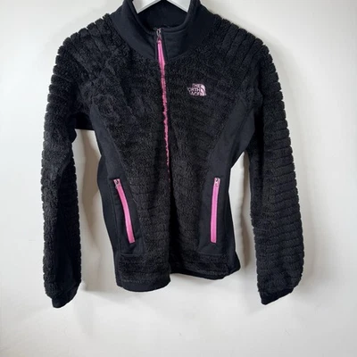 Chaqueta polar negra para mujer The North Face Osito talla pequeña detalles rosas Foto 1 de 4