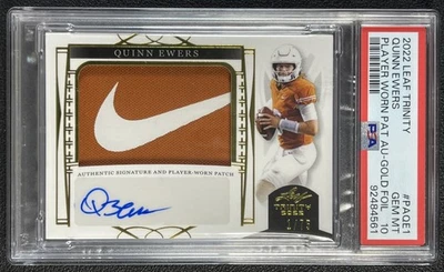 QUINN EWERS PSA 10 2022 LEAF TRINITY NIKE SWOOSH PATCH AUTO GOLD FOIL RC 1/75 - Image 1 of 2