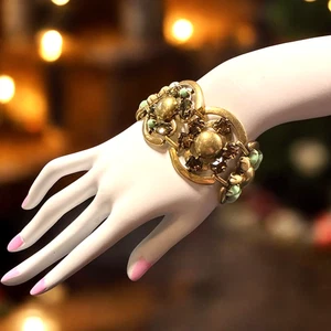 Stella & Dot goldfarbenes klobiges Kristall Statement 7 Zoll Armband SD528 - Bild 1 von 4