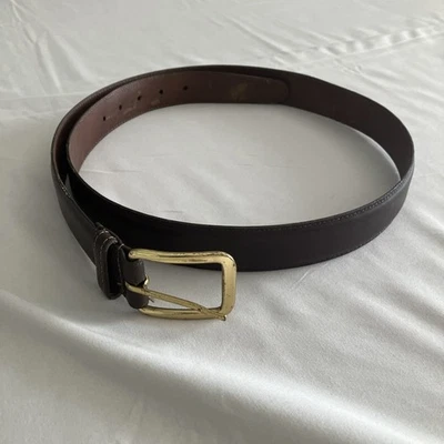 Torino Mens Belt 38 Brown European Tanned Cowhide Leather Solid Brass Buckle USA - Image 1 of 4