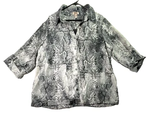Womens Snake Skin Print Sheer Top Size 2X Lined Mob Wife Stretch Office Career - Picture 1 of 9