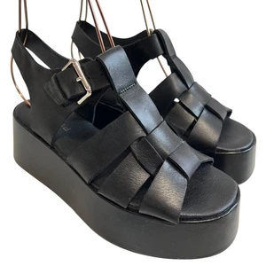Anthropologie Pilcro fisherman sandals EU 39 8 8.5 womens black leather platform - Picture 1 of 12