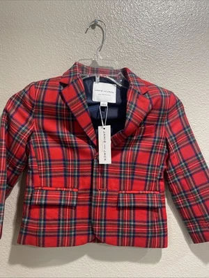 Janie & Jack Wool Boys Size 4T Red Plaid Holiday Blazer Christmas Photos NWTags - Image 1 of 4