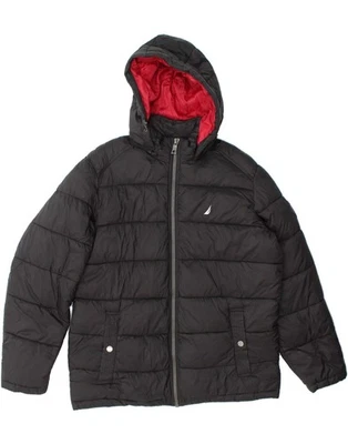 Chaqueta acolchada con capucha NAUTICA para hombre Reino Unido 38 mediana negra nailon DG80 Foto 1 de 4