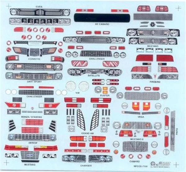Slixx 7158 Nostalgic Funny Car Grill & Headlight 1/24 1/25 Drag waterslide decal - Image 1 of 1
