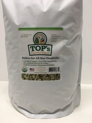 LARGE SIZE TOP'S Organic Parrot Pellet Food 10 Lbs Avian Bird Diet No Salt/Sugar