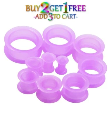 Pair 8g-1" SILICONE EYELET TUNNELS Double Flare Gauges Thin Flesh Ear Plugs 1031 - Image 1 of 3