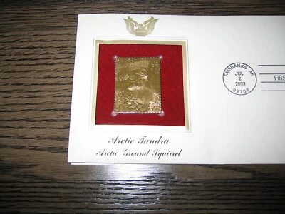 2003 Arctic Tundra Ground Squirrel Gold Replica Stamp Golden Cover - Image 1 of 3