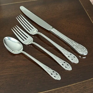 Sterling Silver 4-pc Place Setting FINE ARTS "CROWN PRINCESS", No Mono, 10 Avail - Picture 1 of 7