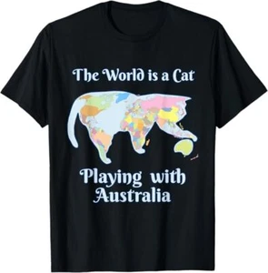 ¡MÁS POPULAR! Camiseta Funny World is a Cat Playing Mapa Diseño Mejor Regalo S-5XL  - Imagen 1 de 2