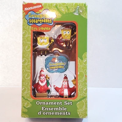 2007 Nick Spongebob Squarepants 5 Piece Mini Holiday Christmas Ornament Set  - Изображение 1 из 4