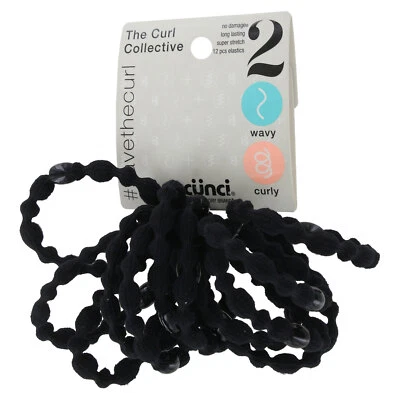 Elástico para el cabello con cuentas Scunci The Curl Collection, negro, 12 piezas Foto 1 de 2