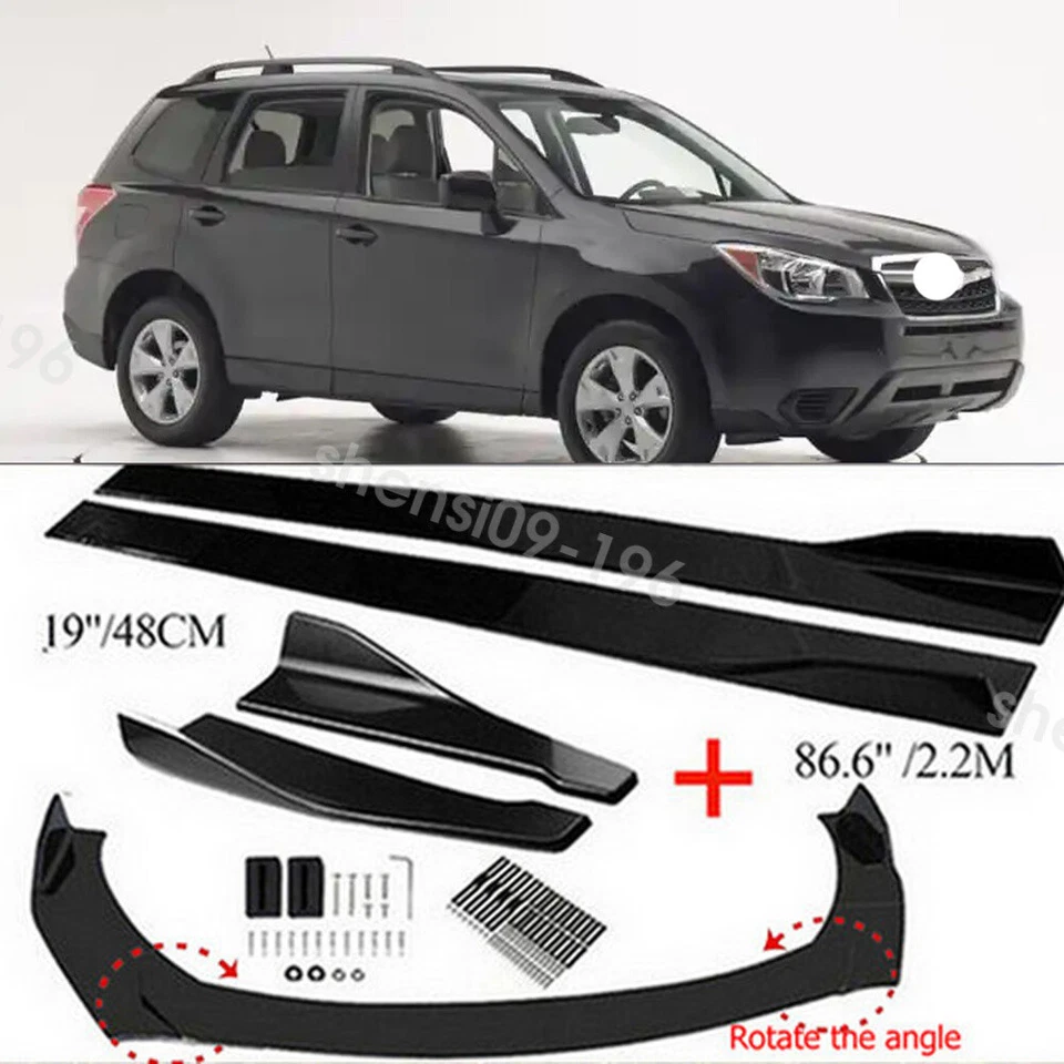 For Subaru Forester Front Rear Bumper Lip Spoiler+Splitter Kit Side Skirt Foto 1 de 4
