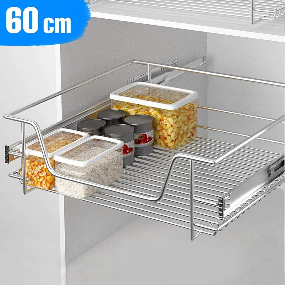 Cassetto Telescopico Cucina 60cm Cestello Mensola Estraibile Salvaspazio Acciaio - Immagine 1 di 4
