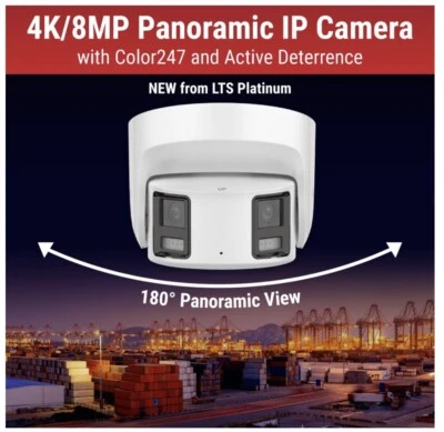 LTCMIP3C8PW-SDL IP 8MP 180 Panoramic 4mm Full Color 247 WDR Turret Dome Camera - Image 1 of 3