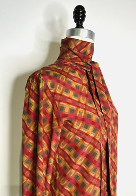 Yves Saint Laurent Rive Gauche Woven Silk Plaid Blouse Size 36, True Vintage - Image 1 of 4