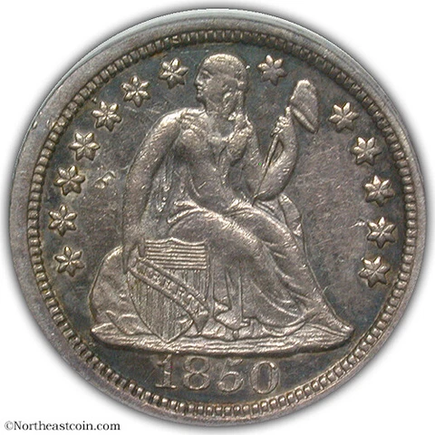 1850-O Liberty Seated Dime PCGS AU50 Cover
