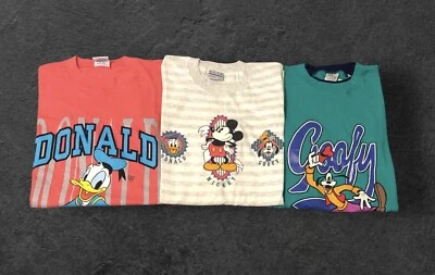 Lote De 3 Camisetas De Colección Como Nuevas Años 80 90 Pato Donald Mickey Goofy Multicolor XL Foto 1 de 4