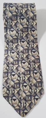 Corbata Barrington para hombre plateada bronceada geométrica 100 % seda 57"x3,75" Foto 1 de 4