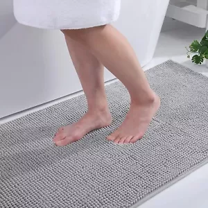 Badezimmer Teppich Badematte Badvorleger Saugfähig Rutschfest Grau 50x80 B1124 - Bild 1 von 5