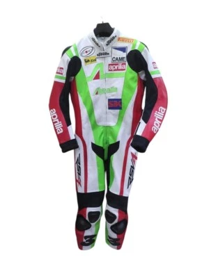 TRAJE DE MOTO APRILIA PARA HOMBRE MOTOCICLISTA CUERO DE VACA MOTO CUERO REAL TRAJE BLINDADO Foto 1 de 4