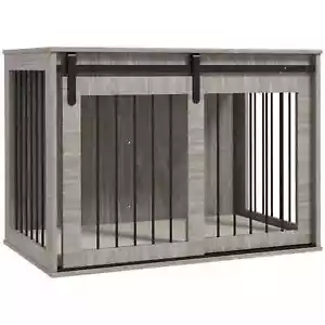 100cm Dog Crate Furniture with Removable Cushion for Large Dogs - Brown - Picture 1 of 11