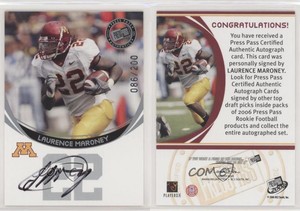 2006 Press Pass Auto Silver /200 Laurence Maroney Rookie Auto RC