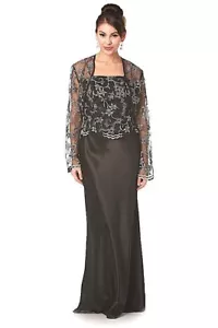 ABENDKLEID MIT BOLERO JACKE DAMEN KLEID SPITZE FESTLICH SCHWARZ Gr.40 NEU €249 - Bild 1 von 9