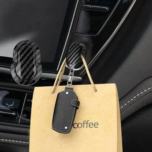 2pcs Carbon Fiber Hook Holder Clip Accessories Car Interior Dashboard Mount - Picture 1 of 11