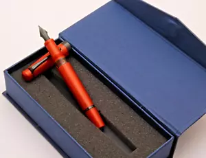 Kanwrite Heritage Piston Fountain Pen Orange With PVD COATED BLACK TRIMS - Picture 1 of 7
