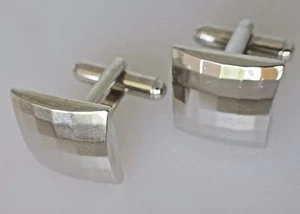 Herren Edelstahl Herren Glänzend Quadratisch Design Schliff Manschettenknöpfe - Bild 1 von 3