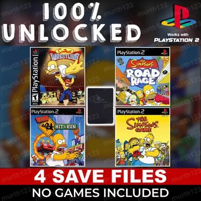The Simpsons Hit & Run PS2 Official Memory Card Unlocked Completed Saves - Image 1 of 4