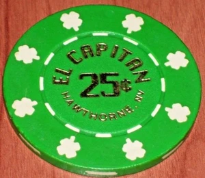 $ .25 FRACTIONAL GAMING CHIP FROM THE EL CAPITAN CASINO IN HAWTHORNE, NV - Picture 1 of 2