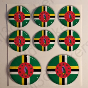Pegatinas Dominica Pegatina Bandera Dominica Redondas 3D Vinilo Adhesivo Relieve - Picture 1 of 1