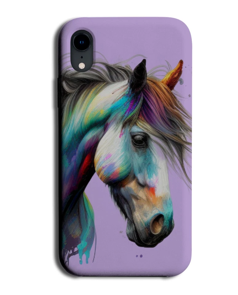 Colourful Horse Head Phone Case Cover Funny Hair Mane Long Face White Pony BF51 — 第 1/1 张图片