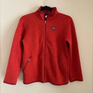 Patagonia Boys Large Jacket Red Better Sweater Full Zip - Picture 1 of 8