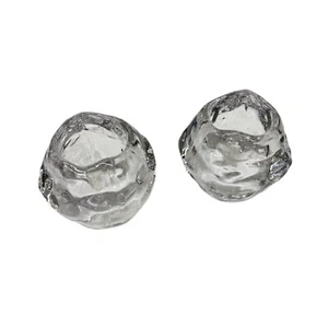 Juego de 2 soportes votivos vintage de cristal austriaco bola de nieve vidrio hielo - Imagen 1 de 10