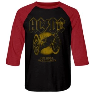 Camiseta raglán música manga 3/4 AC/DC roja y negra para aquellos a punto de rock - Imagen 1 de 2