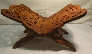 Folding Carved Wood Book Holder,  Cookbook, Prayer Book,  Bible. - Picture 1 of 3
