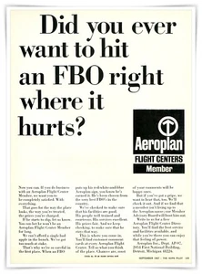 Anuncio impreso Aeroplan Flight Centers golpeó un FBO donde duele 1967 anuncio - Imagen 1 de 4