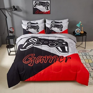 Gaming Comforter Sets for Kids Teen Boys,Video Games Controller Pattern Bedding - Picture 1 of 7