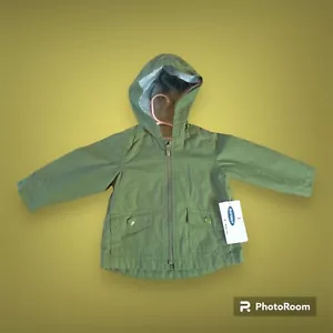 NWT Old Navy 12-18 Months Green Lined Raincoat Water Resistant UV Protection - Picture 1 of 11
