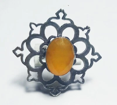Orange Onyx Oval Shape Gemstone Handmade Ring Jewelry Ring Size 6 Inches - Image 1 of 4