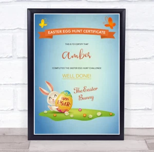 Huevo de Pascua Caza Azul Cielo Certificado Personalizado Impresión Premio - Imagen 1 de 1