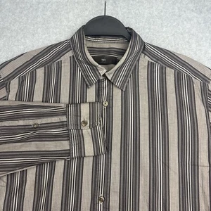 Z Zegna Shirt Mens 39/15.5 Oxford Button Up Gray Striped Lightweight Long Sleeve - Picture 1 of 7