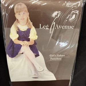 Girls White Fishnet Tights Size Large 7-10 By Leg Avenue - Picture 1 of 3