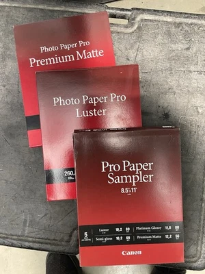 Lot Of 3 - Canon Pro Paper Sampler Pack, Luster, Premium Matte, 8.5x11 20 Sheets - Image 1 of 4