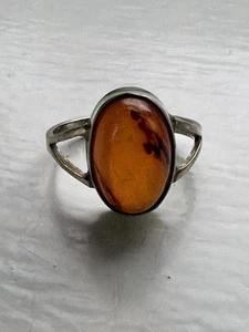 Anillo de plata ámbar 835 Noruega noruego vintage Estate mediados de siglo 2926 - Imagen 1 de 6